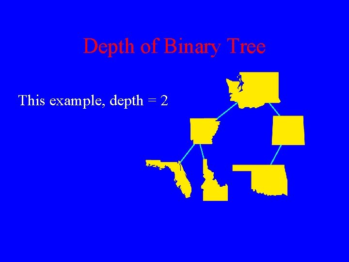 Depth of Binary Tree This example, depth = 2 