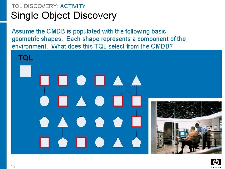 TQL DISCOVERY: ACTIVITY Single Object Discovery Assume the CMDB is populated with the following