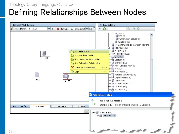 Topology Query Language Overview Defining Relationships Between Nodes 21 