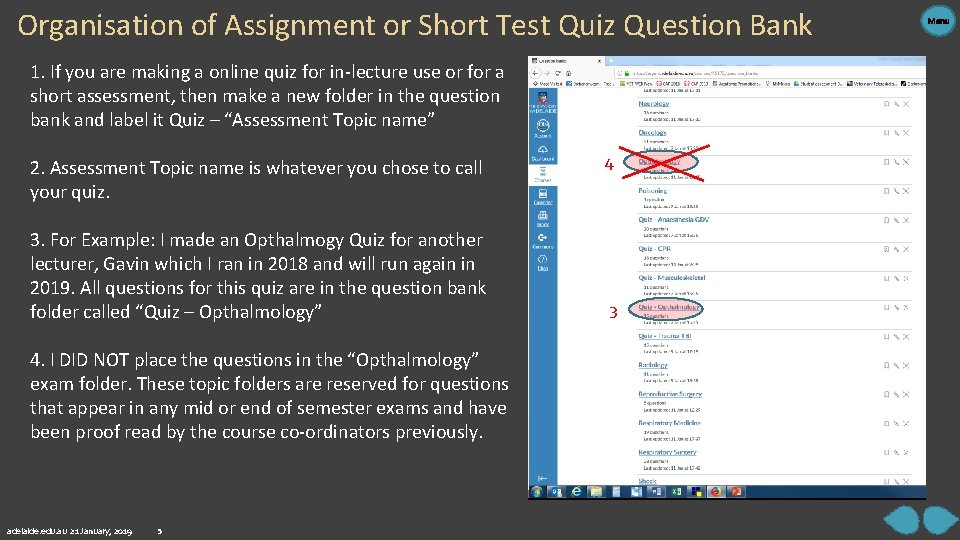 Organisation of Assignment or Short Test Quiz Question Bank 1. If you are making