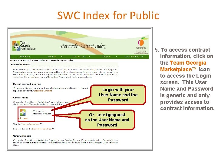 SWC Index for Public Login with your User Name and the Password Or ,