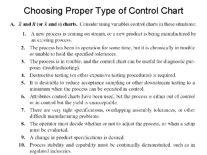 Choosing Proper Type of Control Chart Choosing Proper Type of Control Chart