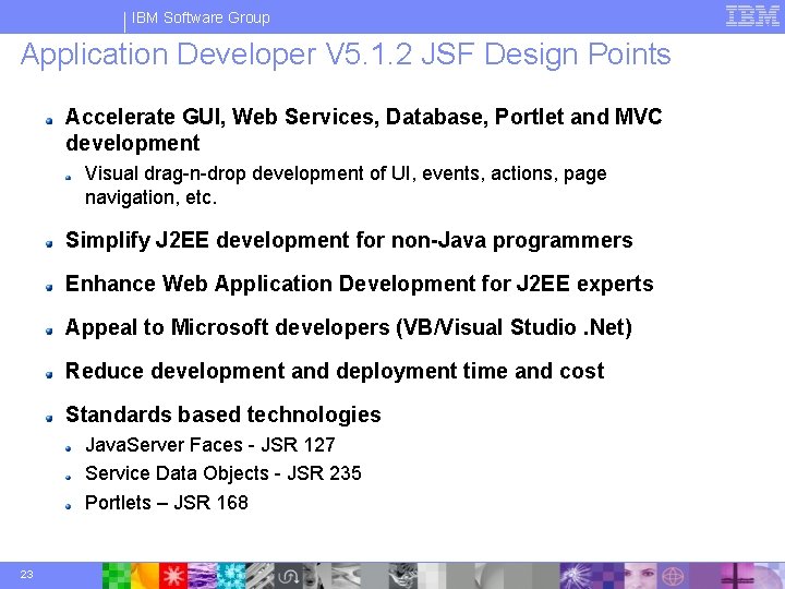 IBM Software Group Application Developer V 5. 1. 2 JSF Design Points Accelerate GUI,