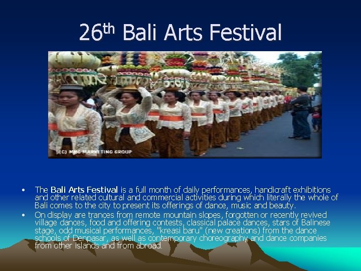 th 26 Bali Arts Festival • • The Bali Arts Festival is a full