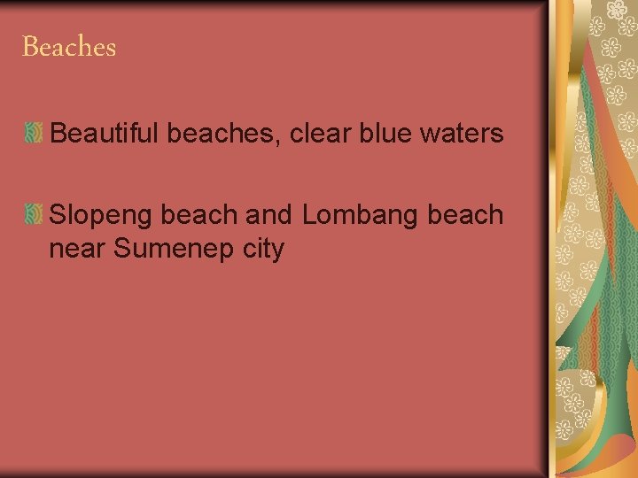 Beaches Beautiful beaches, clear blue waters Slopeng beach and Lombang beach near Sumenep city