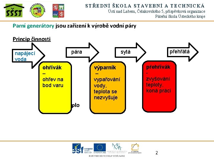 STŘEDNÍ ŠKOLA STAVEBNÍ A TECHNICKÁ Ústí nad Labem, Čelakovského 5, příspěvková organizace Páteřní škola