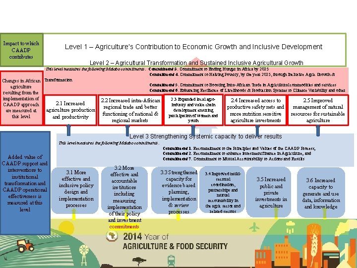 Impact to which CAADP contributes Changes in African agriculture resulting from the implementation of