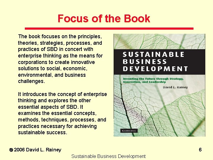 Focus of the Book The book focuses on the principles, theories, strategies, processes, and