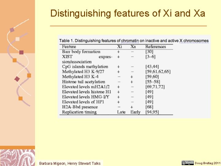 Distinguishing features of Xi and Xa Barbara Migeon, Henry Stewart Talks Doug Brutlag 2011