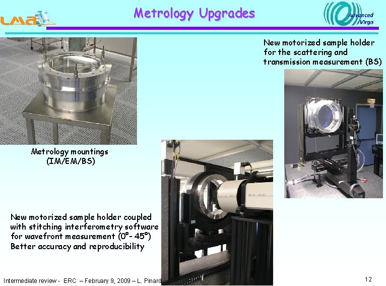 Metrology Upgrades New motorized sample holder for the scattering and transmission measurement (BS) Metrology