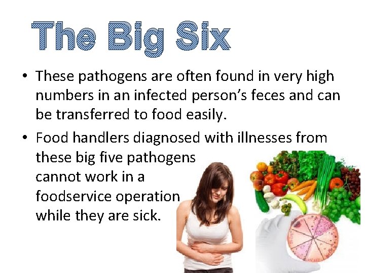 The Big Six • These pathogens are often found in very high numbers in