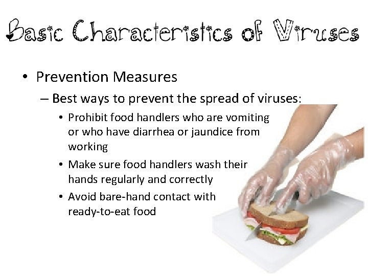  • Prevention Measures – Best ways to prevent the spread of viruses: •