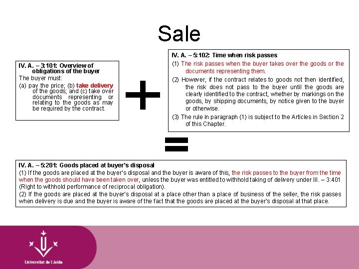 Sale IV. A. – 3: 101: Overview of obligations of the buyer The buyer