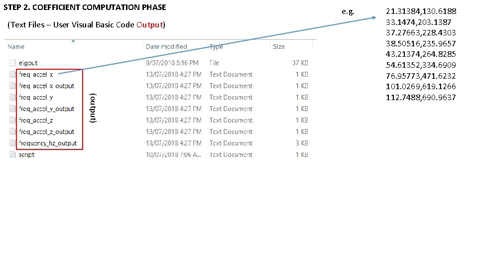 STEP 2. COEFFICIENT COMPUTATION PHASE (Text Files – User Visual Basic Code Output) e.
