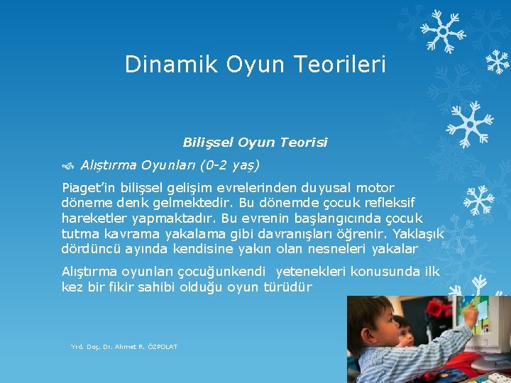 Dinamik Oyun Teorileri Bilişsel Oyun Teorisi Alıştırma Oyunları (0 -2 yaş) Piaget’in bilişsel gelişim