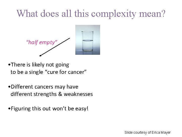 What does all this complexity mean? “half empty” • There is likely not going