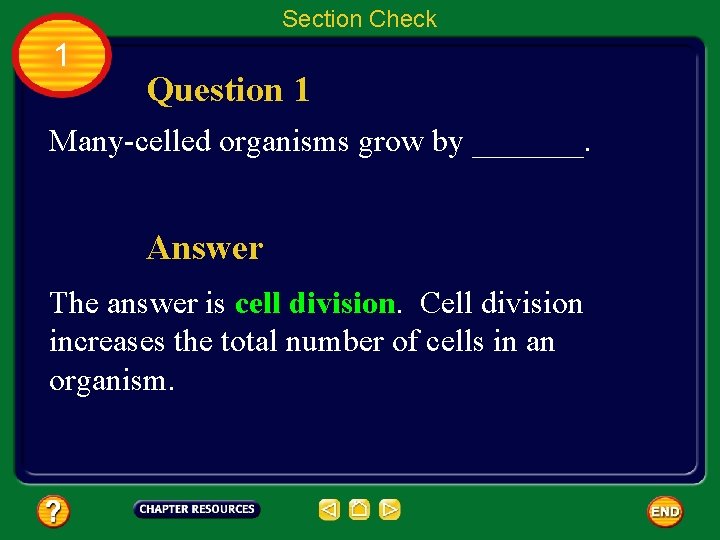 Table of Contents Chapter 4 Cell Reproduction Section