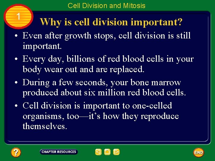 Table of Contents Chapter 4 Cell Reproduction Section