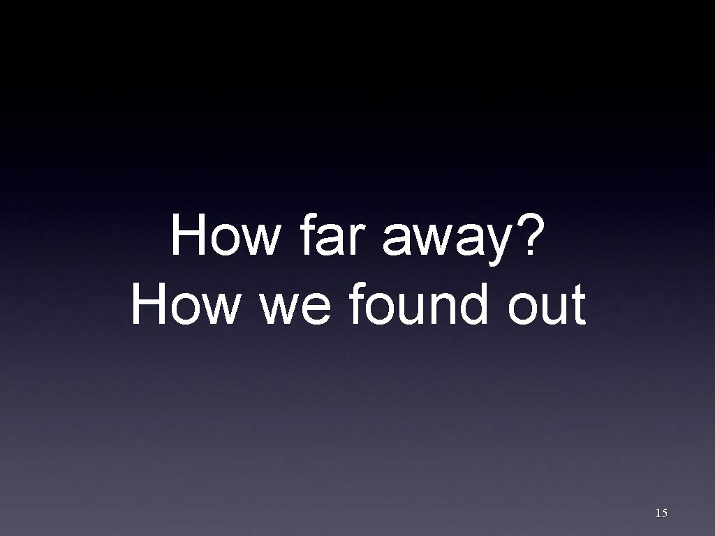 How far away? How we found out 15 