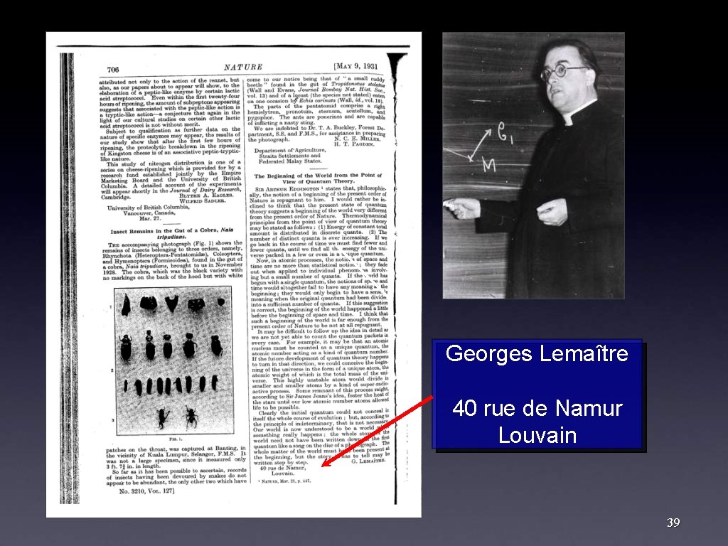 Georges Lemaître 40 rue de Namur Louvain 39 