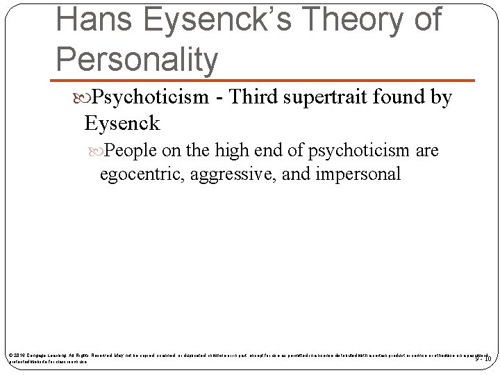 Hans Eysenck’s Theory of Personality Psychoticism - Third supertrait found by Eysenck People on