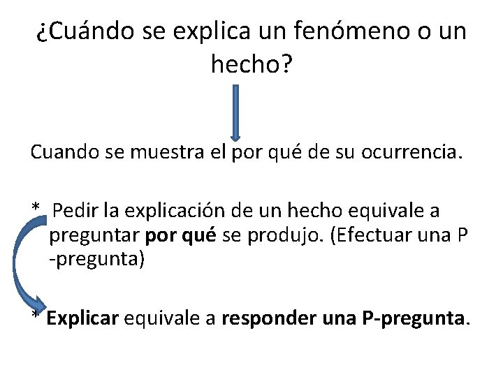 ¿Cuándo se explica un fenómeno o un hecho? Cuando se muestra el por qué