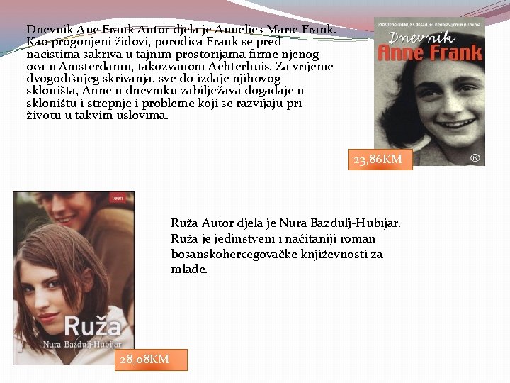 Dnevnik Ane Frank Autor djela je Annelies Marie Frank. Kao progonjeni židovi, porodica Frank