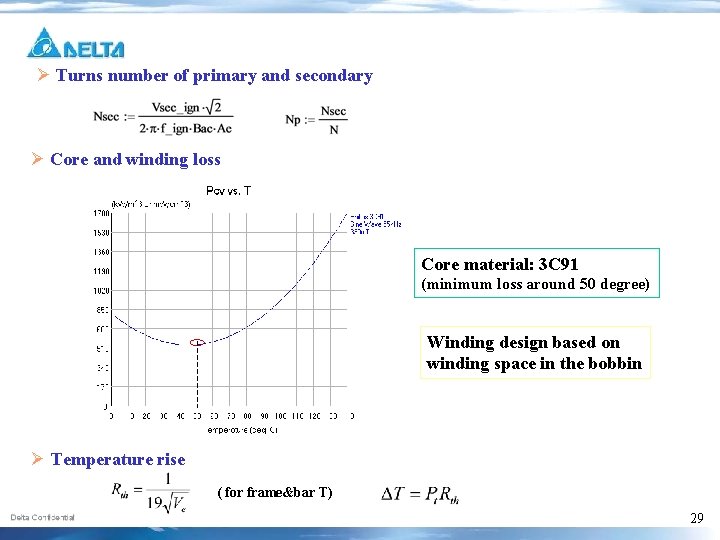 Ø Turns number of primary and secondary Ø Core and winding loss Core material: