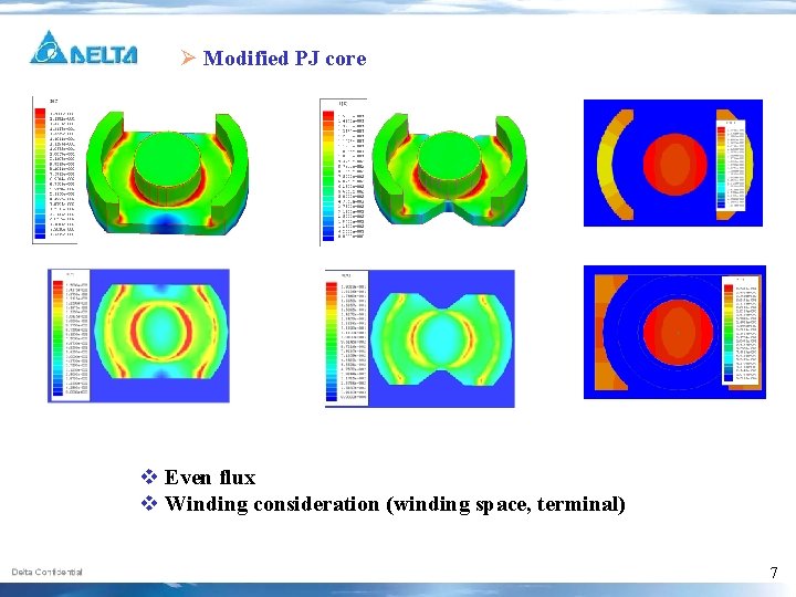 Ø Modified PJ core v Even flux v Winding consideration (winding space, terminal) 7