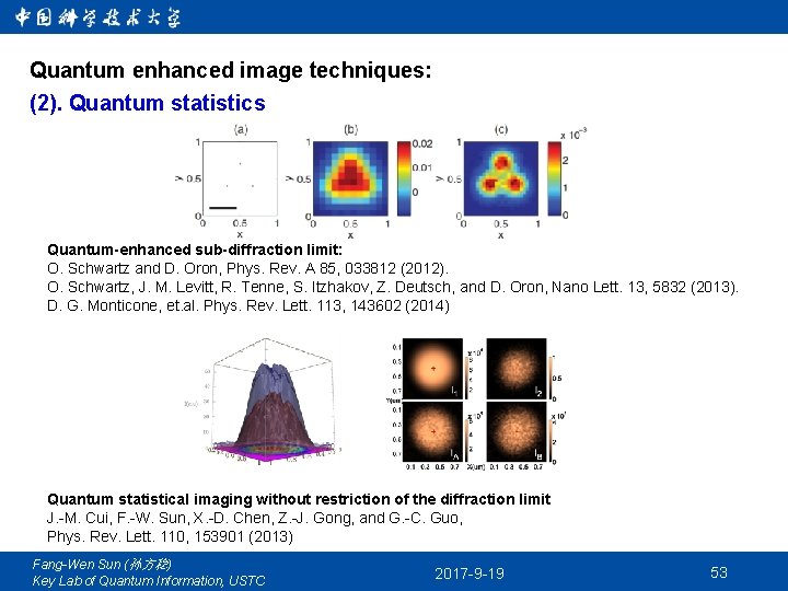 Quantum enhanced image techniques: (2). Quantum statistics Quantum-enhanced sub-diffraction limit: O. Schwartz and D.