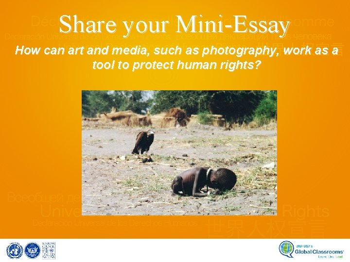 Share your Mini-Essay How can art and media, such as photography, work as a