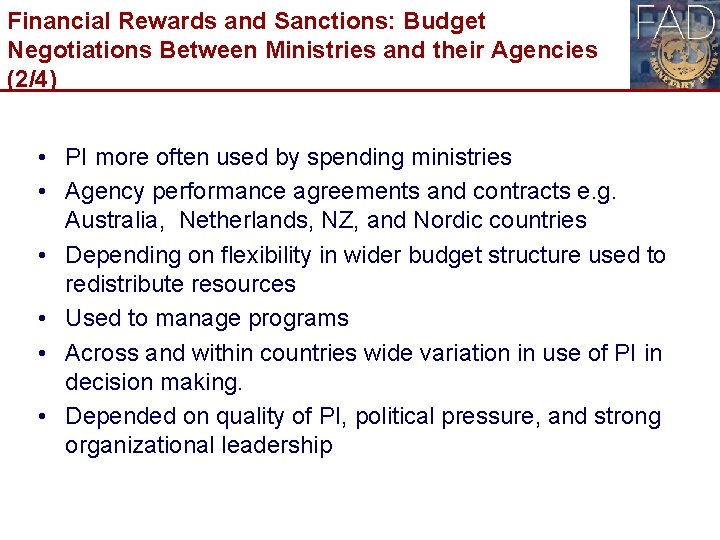 Financial Rewards and Sanctions: Budget Negotiations Between Ministries and their Agencies (2/4) • PI