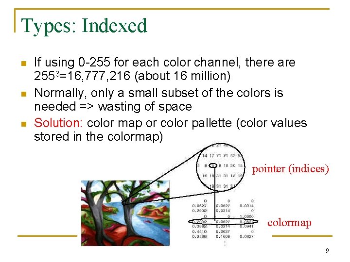 Types: Indexed n n n If using 0 -255 for each color channel, there Types: Indexed n n n If using 0 -255 for each color channel, there