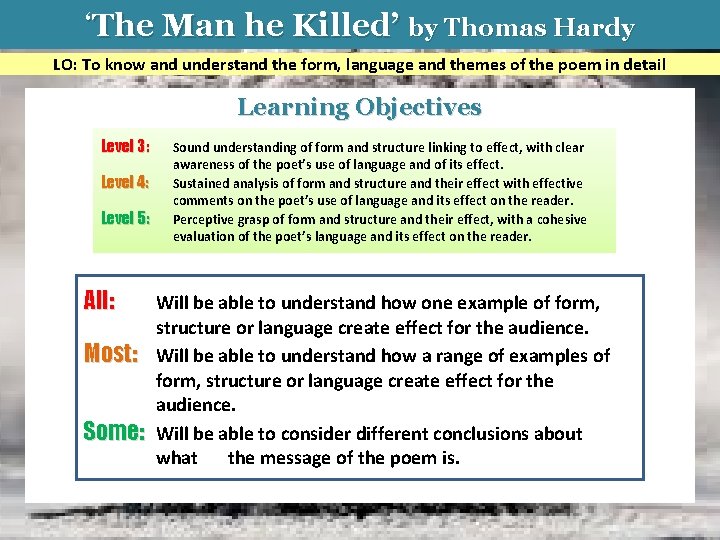 ‘The Man he Killed’ by Thomas Hardy LO: To know and understand the form,