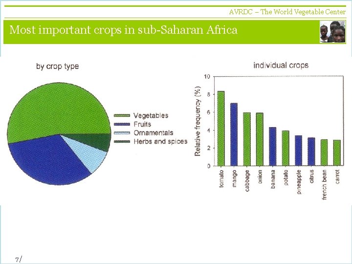 AVRDC – The World Vegetable Center vegetables + development Most important crops in sub-Saharan