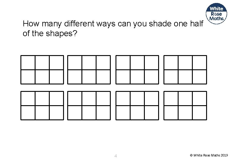 How many different ways can you shade one half of the shapes? 4 ©