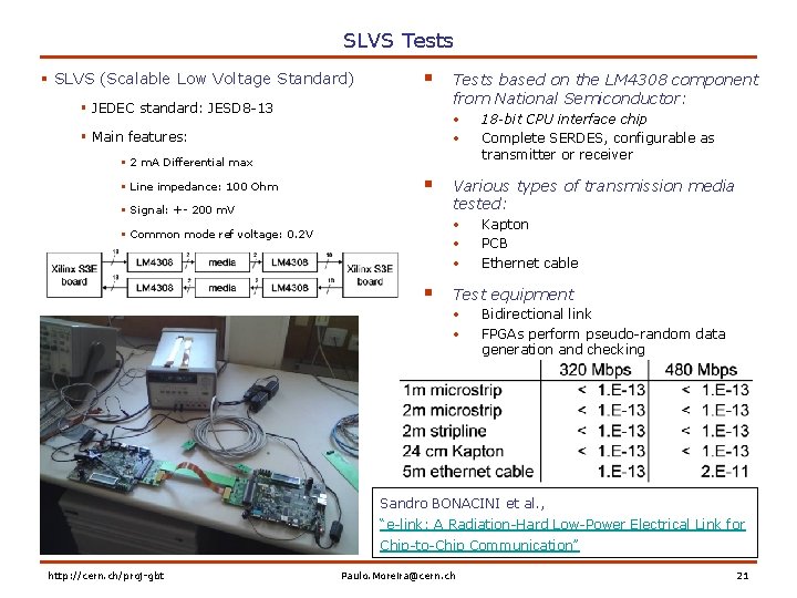 SLVS Tests § SLVS (Scalable Low Voltage Standard) § § JEDEC standard: JESD 8