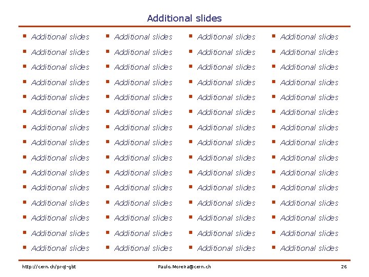 Additional slides § Additional slides § Additional slides § Additional slides § Additional slides