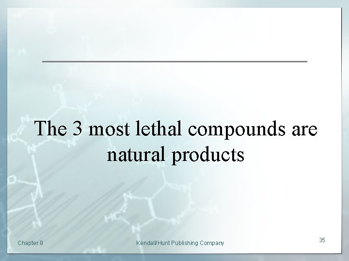 The 3 most lethal compounds are natural products Chapter 8 Kendall/Hunt Publishing Company 35