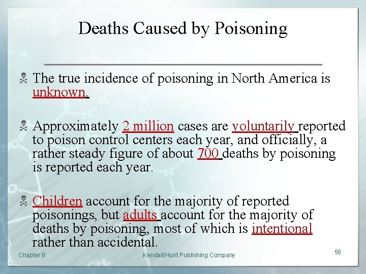 Deaths Caused by Poisoning N The true incidence of poisoning in North America is
