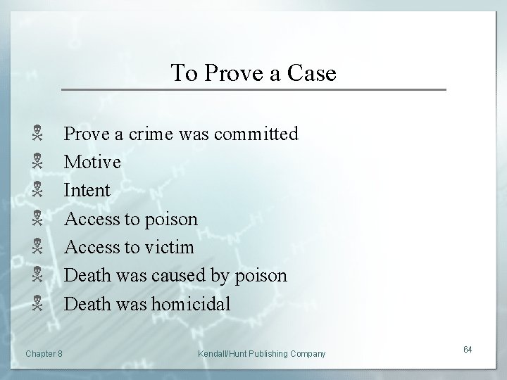 To Prove a Case N N N N Chapter 8 Prove a crime was