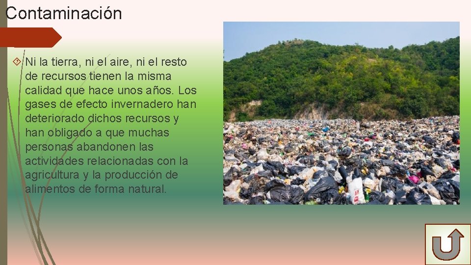 Contaminación Ni la tierra, ni el aire, ni el resto de recursos tienen la