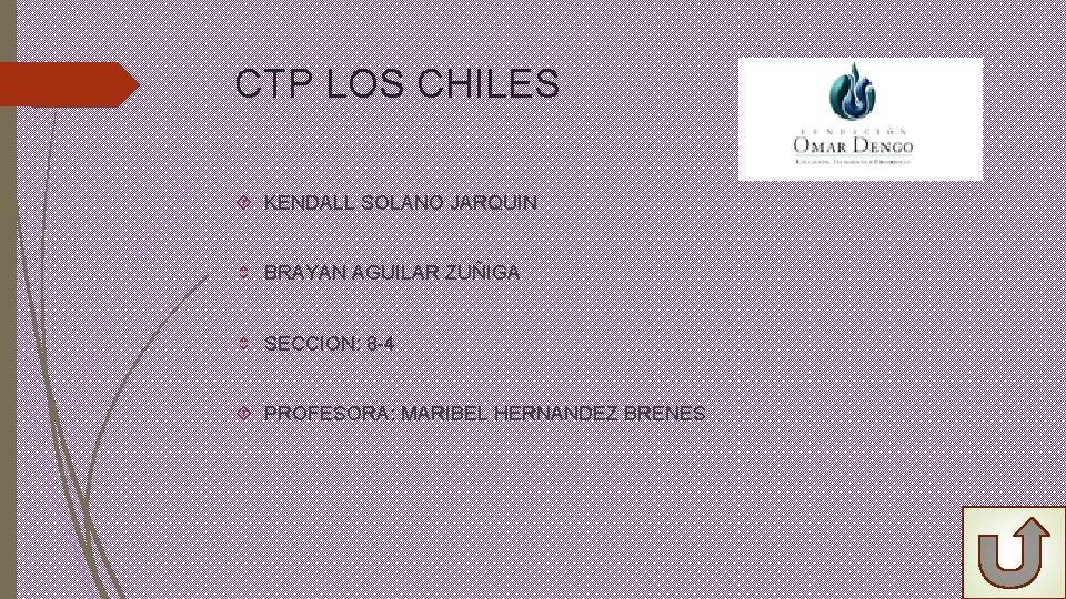 CTP LOS CHILES KENDALL SOLANO JARQUIN BRAYAN AGUILAR ZUÑIGA SECCION: 8 -4 PROFESORA: MARIBEL