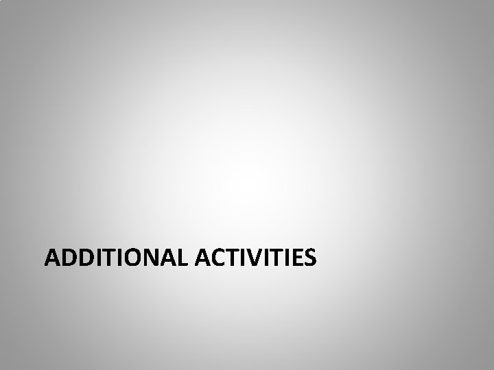 ADDITIONAL ACTIVITIES 