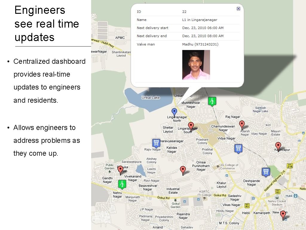 Engineers see real time updates • Centralized dashboard provides real-time updates to engineers and