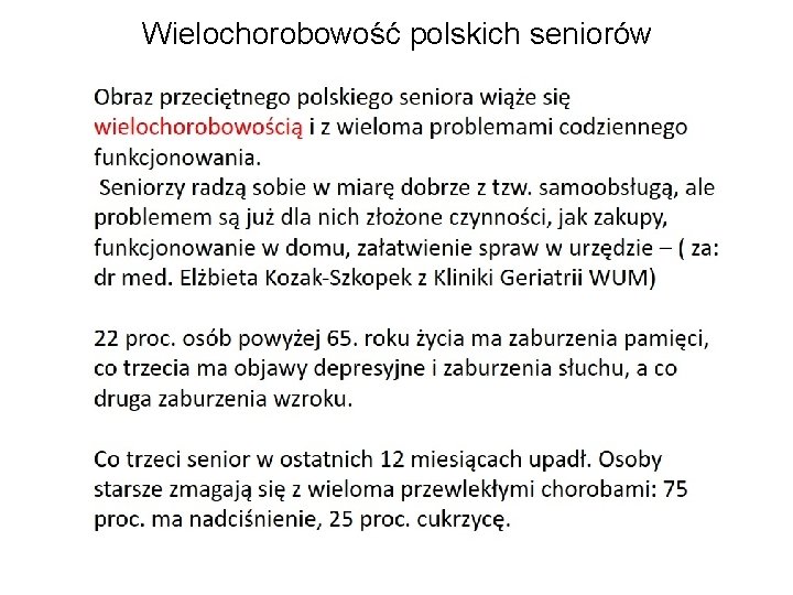 Wielochorobowość polskich seniorów 