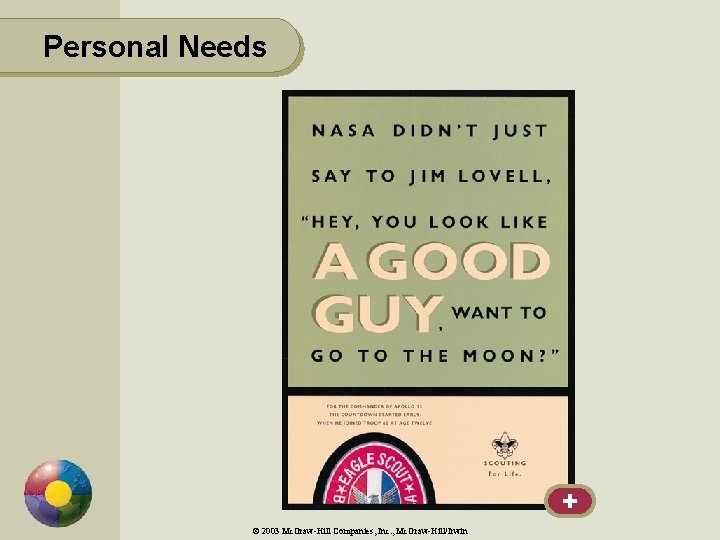 Personal Needs + © 2003 Mc. Graw-Hill Companies, Inc. , Mc. Graw-Hill/Irwin 