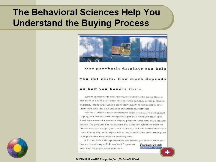 The Behavioral Sciences Help You Understand the Buying Process + © 2003 Mc. Graw-Hill