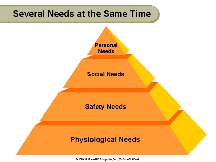Several Needs at the Same Time Personal Needs Social Needs Safety Needs Physiological Needs