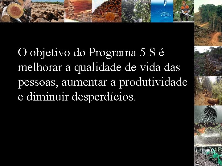 O objetivo do Programa 5 S é melhorar a qualidade de vida das pessoas,
